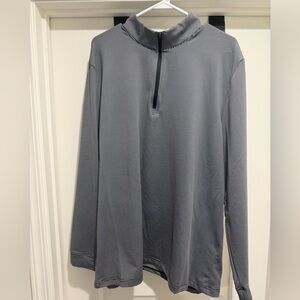 Hogan Men's LS Quarter-Z Golf Shirt Light Gray with Black Trim, New